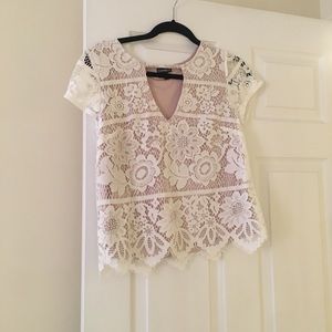 Express lace white top